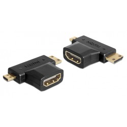 DELOCK αντάπτορας HDMI σε HDMI mini & micro 65446, gold plated, μαύρος DELOCK αντάπτορας HDMI σε HDMI mini & micro 65446, gold plated, μαύρος