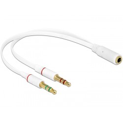 DELOCK καλώδιο 3.5mm 4-pin jack σε 2x 3.5m 3-pin 65585, λευκό DELOCK καλώδιο 3.5mm 4-pin jack σε 2x 3.5m 3-pin 65585, λευκό