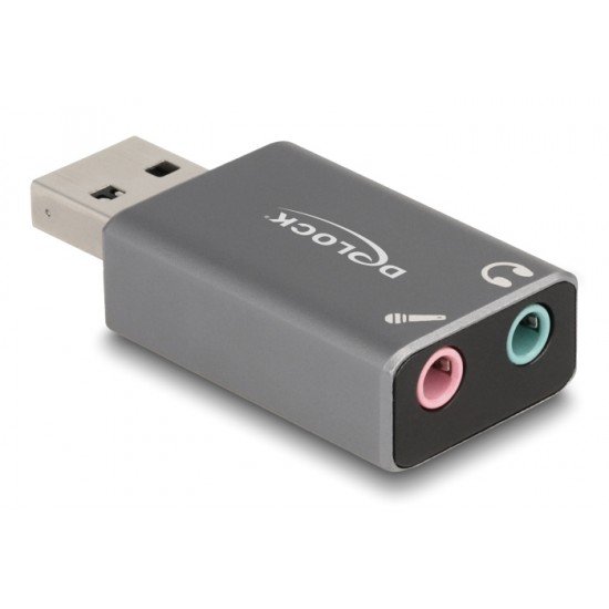 DELOCK εξωτερική κάρτα ήχου 66633, 2x 3.5mm, USB σύνδεση, γκρι DELOCK εξωτερική κάρτα ήχου 66633, 2x 3.5mm, USB σύνδεση, γκρι