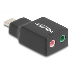DELOCK εξωτερική κάρτα ήχου 67128, 2x 3.5mm, USB-C σύνδεση, μαύρη DELOCK εξωτερική κάρτα ήχου 67128, 2x 3.5mm, USB-C σύνδεση, μαύρη