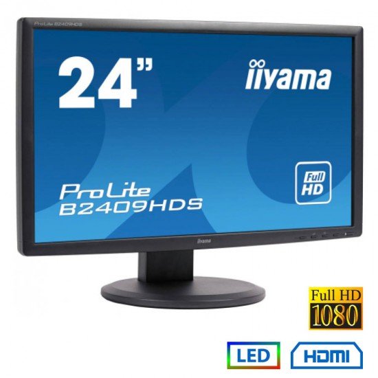 Used Monitor B2409HDS LED/IIyama/24\\"FHD/1920x1080/Wide/Black/D-SUB & DVI-D & HDMI