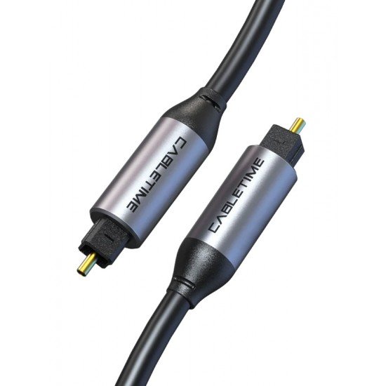 CABLETIME καλώδιο ήχου Toslink CT-AV380-P04GN, gold plated, 5mm, 3m, μαύρο CABLETIME καλώδιο ήχου Toslink CT-AV380-P04GN, gold plated, 5mm, 3m, μαύρο