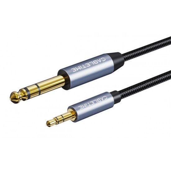 CABLETIME καλώδιο ήχου 3.5mm σε 6.35mm CT-AV321-H11G, 1m, μαύρο CABLETIME καλώδιο ήχου 3.5mm σε 6.35mm CT-AV321-H11G, 1m, μαύρο