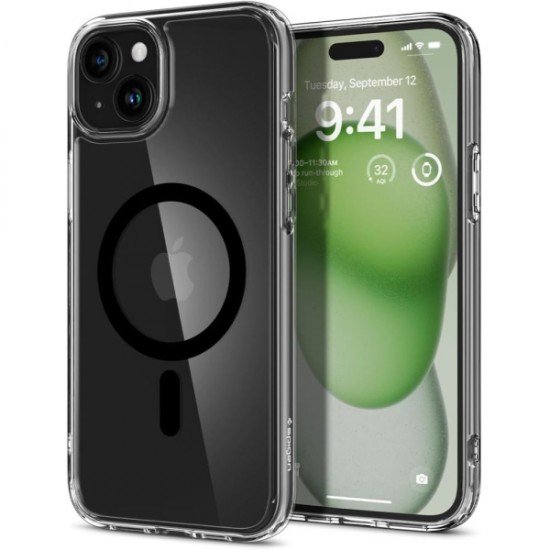 SPIGEN ULTRA HYBRID MAG COMBATIBLE WITH MAGSAFE IPHONE 15 black backcover SPIGEN ULTRA HYBRID MAG COMBATIBLE WITH MAGSAFE IPHONE 15 black backcover