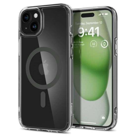 SPIGEN ULTRA HYBRID MAG COMBATIBLE WITH MAGSAFE IPHONE 15 graphite backcover SPIGEN ULTRA HYBRID MAG COMBATIBLE WITH MAGSAFE IPHONE 15 graphite backcover