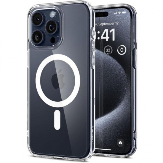SPIGEN ULTRA HYBRID MAG COMBATIBLE WITH MAGSAFE IPHONE 15 PRO white backcover