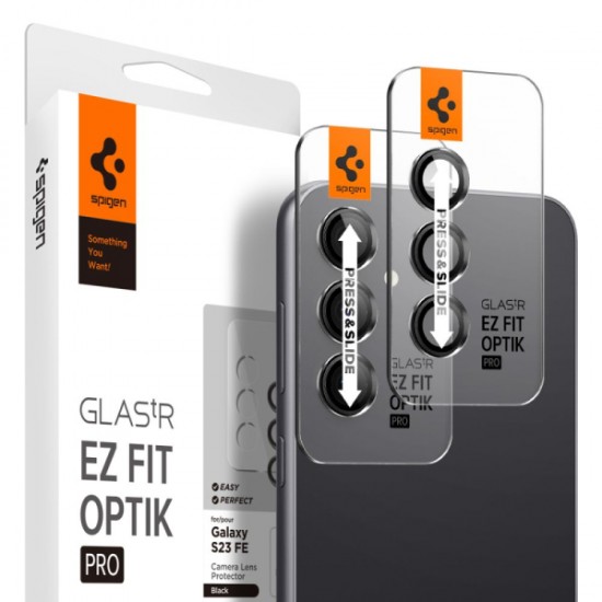 SPIGEN OPTIK EZ FIT TEMPERED GLASS FOR CAMERA LENS SAMSUNG S23 FE black 2pcs