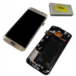 SAMSUNG S6 EDGE G925F ΟΘΟΝΗ+TOUCH SCREEN+LENS+FRAME GH97-17162C GOLD ORIGINAL SERVICE PACK