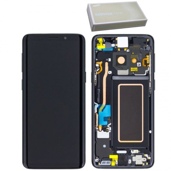 SAMSUNG S9 G960F ΟΘΟΝΗ + TOUCH SCREEN + LENS + FRAME GH97-21696A BLACK ORIGINAL SERVICE PACK
