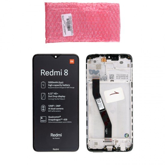 XIAOMI REDMI 8A/REDMI 8 ΟΘΟΝΗ + TOUCH SCREEN + LENS+ FRAME 5600040C3I00 BLACK ORIGINAL SERVICE PACK