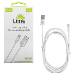LIME LIGHTNING LONG TO USB 2.4A ΦΟΡΤΙΣΗΣ-DATA 2m LUL02 WHITE LIME LIGHTNING LONG TO USB 2.4A ΦΟΡΤΙΣΗΣ-DATA 2m LUL02 WHITE