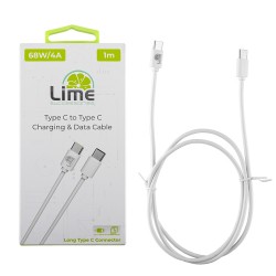 LIME USB-C TYPE C TO USB-C TYPE C LONG 4.0A ΦΟΡΤΙΣΗΣ-DATA 1m LCC01 68W WHITE