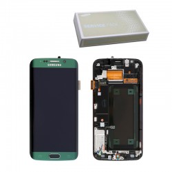 SAMSUNG S6 EDGE G925F ΟΘΟΝΗ+TOUCH SCREEN+LENS+ FRAME GH97-17162E GREEN ORIGINAL SERVICE PACK