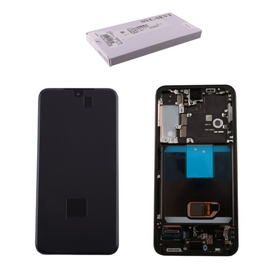 SAMSUNG S22 5G S901 ΟΘΟΝΗ + TOUCH SCREEN + LENS + FRAME GH82-27521A BLACK ORIGINAL SERVICE PACK