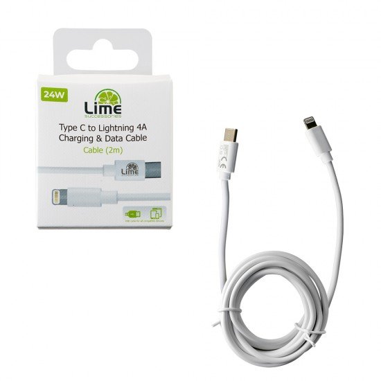 LIME USB-C TYPE C TO LIGHTNING 4.0A ΦΟΡΤΙΣΗΣ-DATA 2m LCL02 WHITE LIME USB-C TYPE C TO LIGHTNING 4.0A ΦΟΡΤΙΣΗΣ-DATA 2m LCL02 WHITE