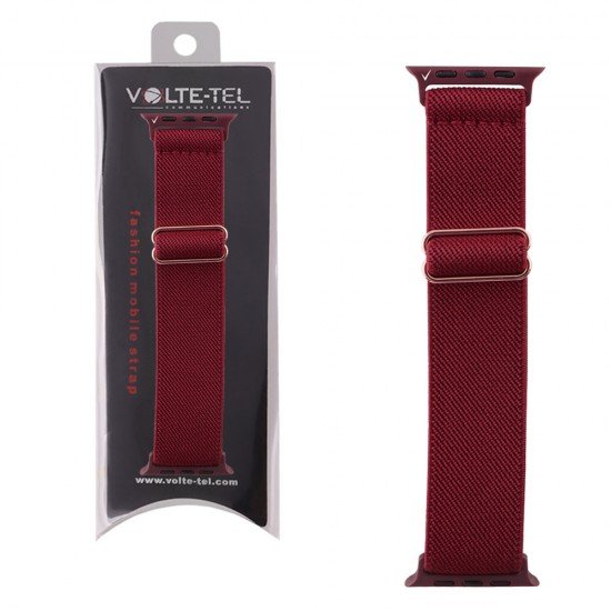 VOLTE-TEL ΛΟΥΡΑΚΙ ΡΟΛΟΓΙΟΥ APPLE WATCH 38/40/41mm ELASTIC BRAIDED NYLON BURGUNDY RED VT101 VOLTE-TEL ΛΟΥΡΑΚΙ ΡΟΛΟΓΙΟΥ APPLE WATCH 38/40/41mm ELASTIC BRAIDED NYLON BURGUNDY RED VT101
