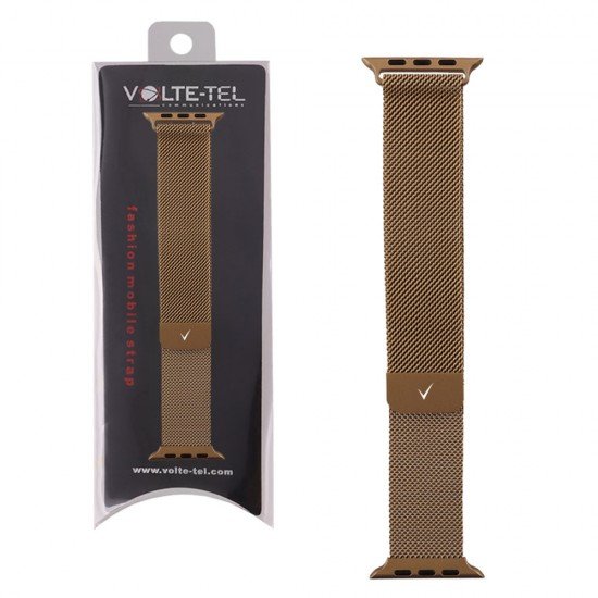 VOLTE-TEL ΛΟΥΡΑΚΙ ΡΟΛΟΓΙΟΥ ΑΝΟΞΕΙΔΩΤΟ ΑΤΣΑΛΙ APPLE WATCH 38/40/41mm MILANESE GOLD VT109 VOLTE-TEL ΛΟΥΡΑΚΙ ΡΟΛΟΓΙΟΥ ΑΝΟΞΕΙΔΩΤΟ ΑΤΣΑΛΙ APPLE WATCH 38/40/41mm MILANESE GOLD VT109