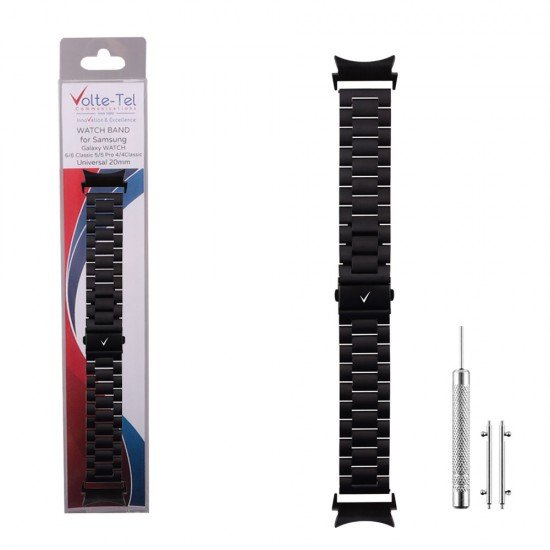 VOLTE-TEL ΛΟΥΡΑΚΙ ΡΟΛΟΓΙΟΥ ΑΝΟΞΕΙΔΩΤΟ ΑΤΣΑΛΙ 20mm SAMSUNG WATCH 6/5/4 SERIES-ADAPTOR- ΕΡΓΑΛΕΙΟ ΠΕΙΡΩΝ-2 ΠΕΙΡΟΙ - 3 BALL BLACK