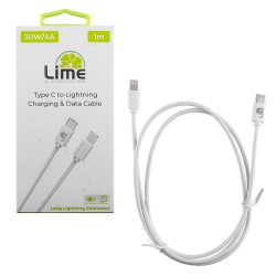 LIME LIGHTNING LONG TO USB-C TYPE C 4.0A ΦΟΡΤΙΣΗΣ-DATA 1m LCL03 30W WHITE