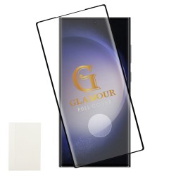IDOL 1991 GLAMOUR TEMPERED GLASS SAMSUNG S23 ULTRA 5G S918 6.8in9H 0.30mm FULL COVER 3D FULL GLUE FINGER UNLOCK BLACK+SQUEEZYCAR