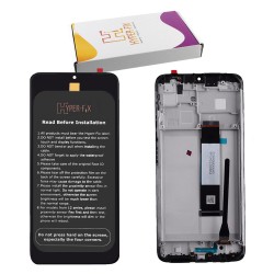 XIAOMI POCO M3/REDMI 9T ΟΘΟΝΗ + TOUCH SCREEN + LENS + FRAME HF-560002J19C00 BLACK HYPER-FIX SERVICE PACK
