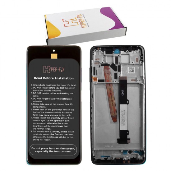XIAOMI POCO X3 PRO/X3/X3 NFC ΟΘΟΝΗ + TOUCH SCREEN + LENS + FRAME HF-560002J20S00 BLACK HYPER-FIX SERVICE PACK