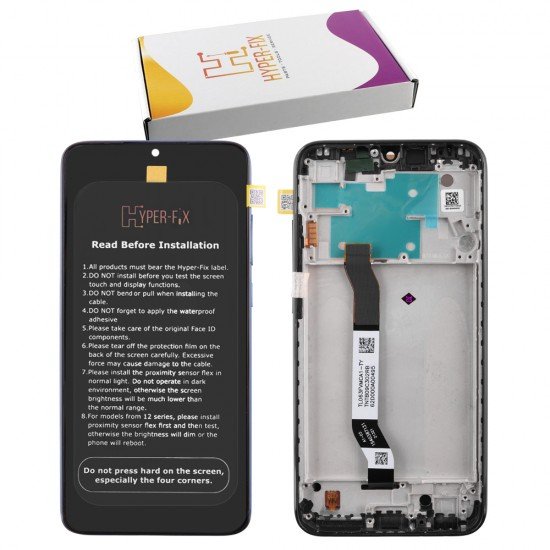 XIAOMI REDMI NOTE 8 ΟΘΟΝΗ + TOUCH SCREEN + LENS + FRAME HF-5600050C3J00 BLACK HYPER-FIX SERVICE PACK