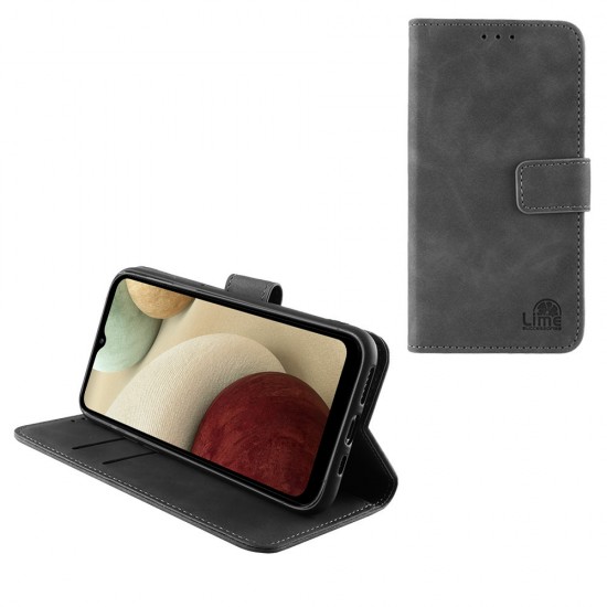 LIME ESSENTIAL ΘΗΚΗ SAMSUNG A12 A125/A12 NACHO A127 6.5in  MAGNET BOOK STAND CLIP GREY