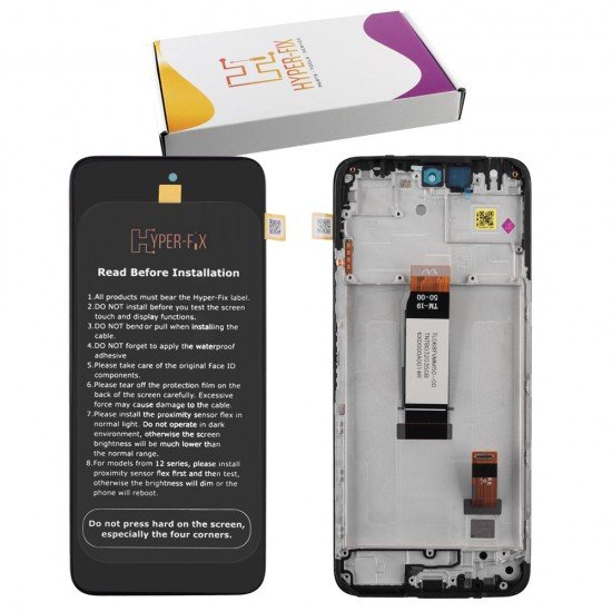 XIAOMI REDMI 13 4G/5G/ POCO M6 4G ΟΘΟΝΗ + TOUCH SCREEN + LENS + FRAME HF-560001N19A00 BLACK HYPER-FIX SERVICE PACK