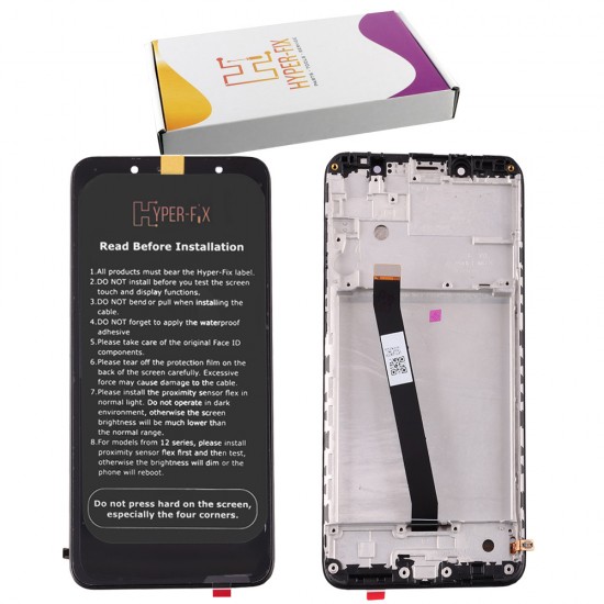 XIAOMI REDMI 7A ΟΘΟΝΗ + TOUCH SCREEN + LENS + FRAME HF-560610122000 BLACK HYPER-FIX SERVICE PACK