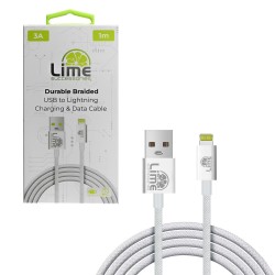 LIME LIGHTNING TO USB 3A ΦΟΡΤΙΣΗΣ-DATA DURABLE BRAIDED 1m LBUL01 WHITE LIME LIGHTNING TO USB 3A ΦΟΡΤΙΣΗΣ-DATA DURABLE BRAIDED 1m LBUL01 WHITE