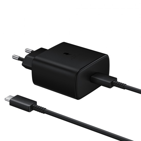 TRAVEL SAMSUNG EP-TA845XBEGWW TYPE C 5V 3A/9V 2.77A/20V 2.25A 45W FAST CHARGE+USB DATA TYPE C TO TYPE C BLACK BULK OR