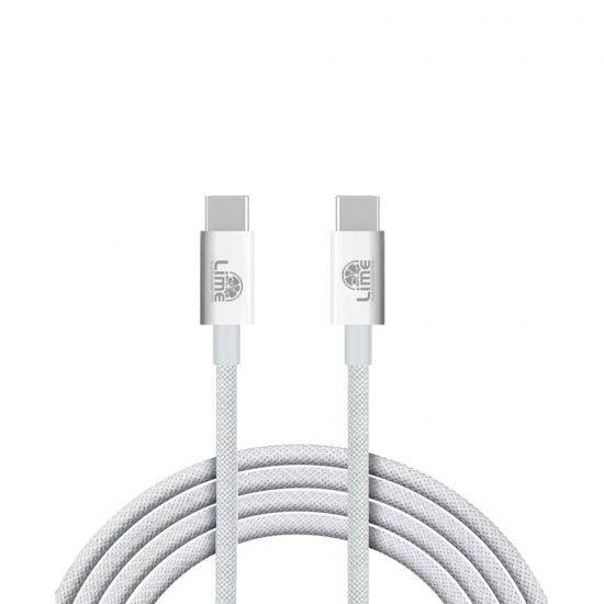 LIME USB-C TYPE C TO USB-C TYPE C 4A ΦΟΡΤΙΣΗΣ-DATA DURABLE BRAIDED 1m LBCC01 68W WHITE BULK LIME USB-C TYPE C TO USB-C TYPE C 4A ΦΟΡΤΙΣΗΣ-DATA DURABLE BRAIDED 1m LBCC01 68W WHITE BULK