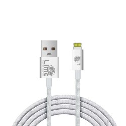 LIME LIGHTNING TO USB 3A ΦΟΡΤΙΣΗΣ-DATA DURABLE BRAIDED 1m LBUL01 WHITE BULK