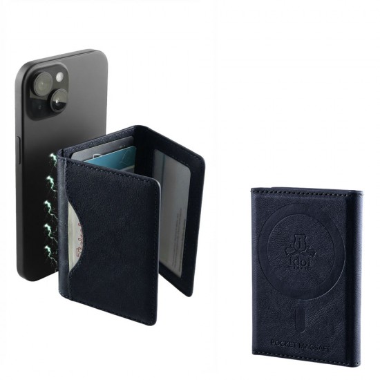 IDOL 1991 LEATHER POCKET MAGSAFE RFID CARD WALLET BLUE
