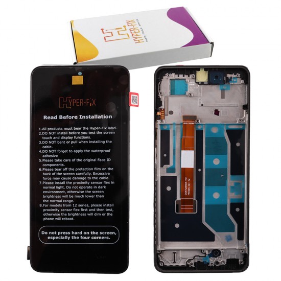REALME C67 4G ΟΘΟΝΗ + TOUCH SCREEN + LENS + FRAME HF-621029000120 BLACK HYPER-FIX SERVICE PACK