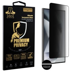 IDOL 1991 PREMIUM PRIVACY ANTISPY TEMPERED GLASS SAMSUNG S24 ULTRA 5G 6.8in 9H 0.25mm SEMI CURVED FINGER UNLOCK FULL GLUE BLACK