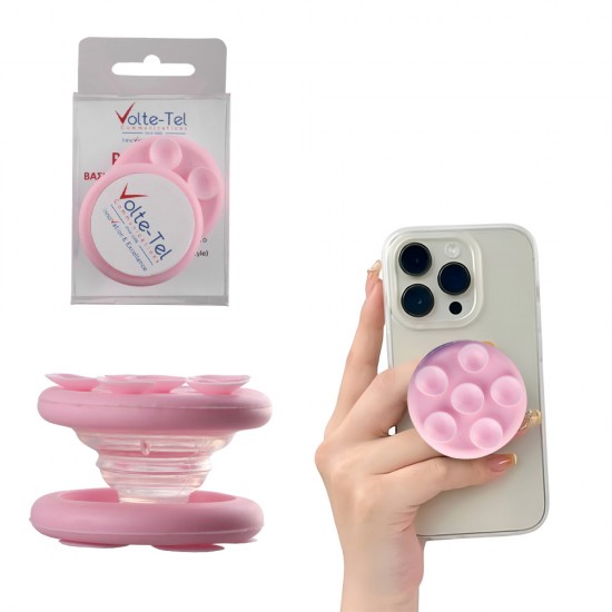 VOLTE-TEL POP STAND ΒΑΣΗ ΣΤΗΡΙΞΗΣ ΒΕΝΤΟΥΖΑ ΣΙΛΙΚΟΝΗΣ ΔΙΠΛΗΣ ΟΨΗΣ ΣΤΡΟΓΓΥΛΗ ΜΙΚΡΗ ΓΙΑ ΣΥΣΚΕΥΕΣ PINK