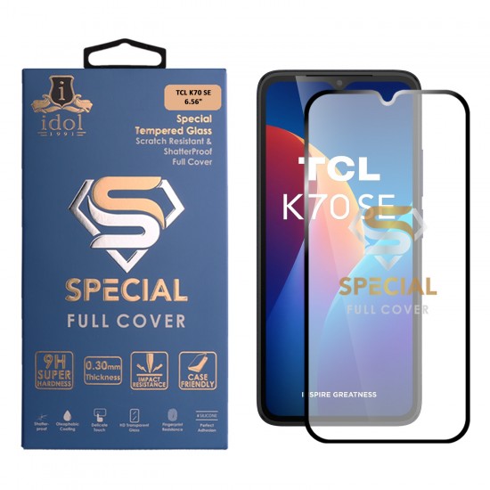 IDOL 1991 SPECIAL TEMPERED GLASS TCL K70 SE 6.56in 9H 0.25mm FULL COVER FINGER UNLOCK FULL GLUE BLACK