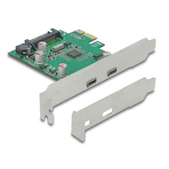 DELOCK κάρτα επέκτασης PCIe x1 σε 2x USB-C 90493, 5Gbps DELOCK κάρτα επέκτασης PCIe x1 σε 2x USB-C 90493, 5Gbps