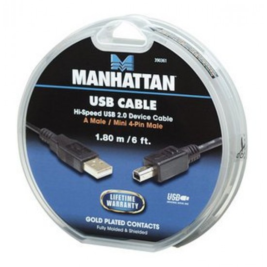 Manhattan καλώδιο USB A σε Mini-USB 4pin M/M 1.8m