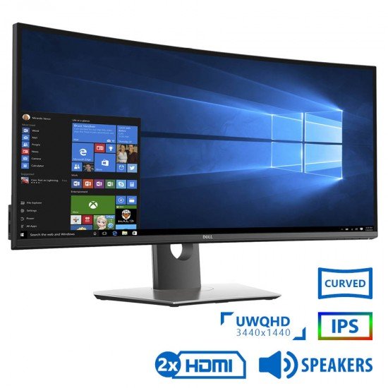 Used Monitor U3417W Curved LED/Dell/34\\"UW-QHD/3440x1440/Black/w/Speakers/DP & Mini DP & 2xHDMI & USB