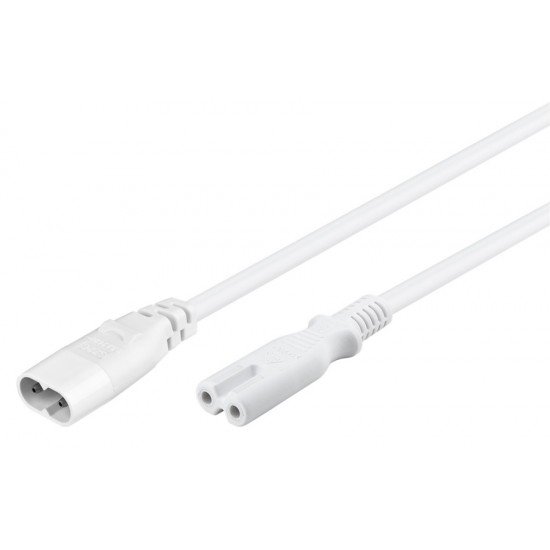 GOOBAY καλώδιο προέκτασης τροφοδοσίας 97200, 2x 0.75mm², 2m, λευκό GOOBAY καλώδιο προέκτασης τροφοδοσίας 97200, 2x 0.75mm², 2m, λευκό