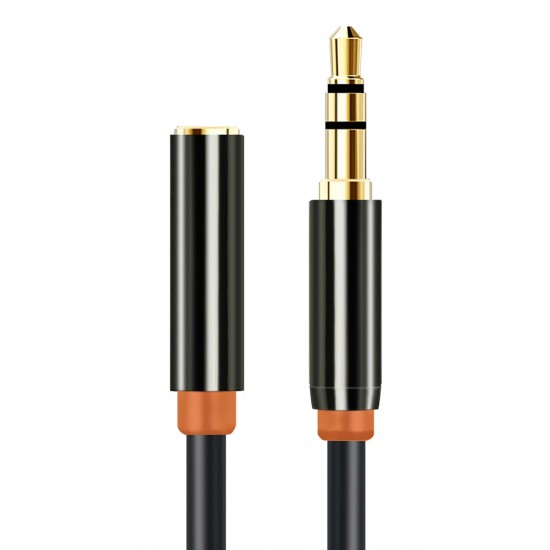 CABLETIME καλώδιο προέκτασης ήχου 3.5mm CT-AV311-P11FG, gold plated, 0.5m, μαύρο