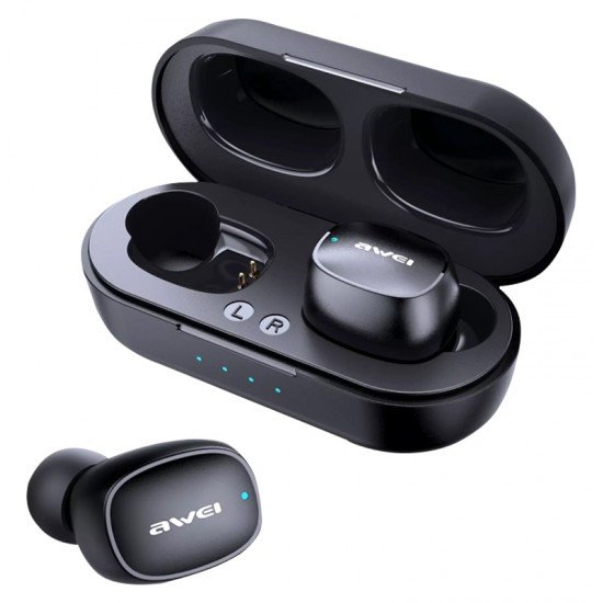 AWEI earphones με θήκη φόρτισης T13, True Wireless, μαύρα AWEI earphones με θήκη φόρτισης T13, True Wireless, μαύρα