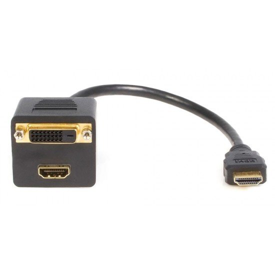 POWERTECH αντάπτορας HDMI σε HDMI & DVI CAB-H168, 4K/30Hz, 30cm, μαύρος POWERTECH αντάπτορας HDMI σε HDMI & DVI CAB-H168, 4K/30Hz, 30cm, μαύρος