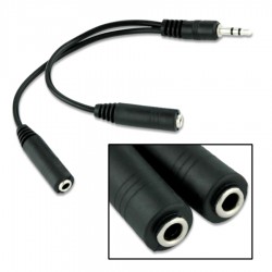 POWERTECH καλώδιο 3.5mm αρσενικό σε 2x 3.5mm θηλυκό CAB-J011 0.2m, μαύρο POWERTECH καλώδιο 3.5mm αρσενικό σε 2x 3.5mm θηλυκό CAB-J011 0.2m, μαύρο