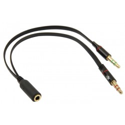 POWERTECH καλώδιο 2x 3.5mm σε 3.5mm θηλυκό CAB-J047, 0.2m, μαύρο POWERTECH καλώδιο 2x 3.5mm σε 3.5mm θηλυκό CAB-J047, 0.2m, μαύρο