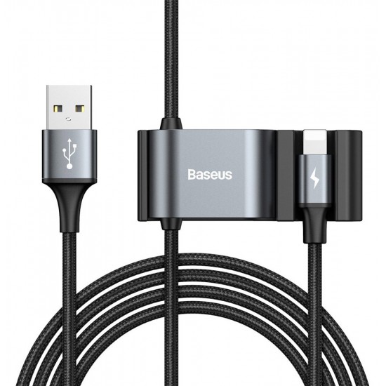 BASEUS καλώδιο αυτοκινήτου USB σε Lightning CALHZ-01, 2x USB, 3A, μαύρο