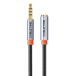 CABLETIME καλώδιο προέκτασης ήχου 3.5mm CT-AE35M, gold plated, 3m, μαύρο